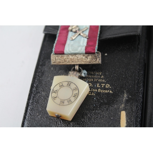 227 - 4 x Sterling Silver Cased Masonic Jewels Inc. Aldershot Army & Navy Lodge 41g