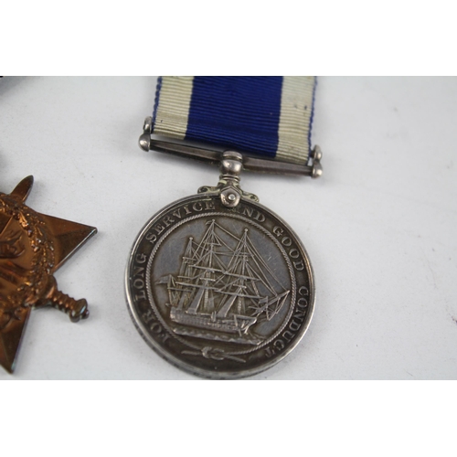 230 - 3 x WW.I - GV Medals Inc. 1914-15 Star - Navy Long Service & N.G.S Persian Gulf