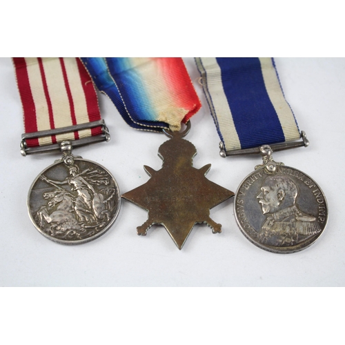 230 - 3 x WW.I - GV Medals Inc. 1914-15 Star - Navy Long Service & N.G.S Persian Gulf