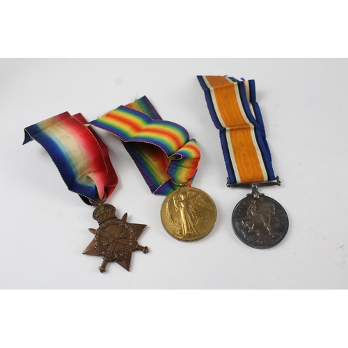 231 - WW.I 1914-15 Star Trio Named. T-3370 Pte. N. Ogden A.S.C W/ Original Ribbons