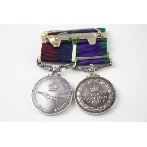 233 - ER.II R.A.F Mounted Medal Pair Named. D0685168 Cpl.- CH. Tech. D.J. Vickers RAF