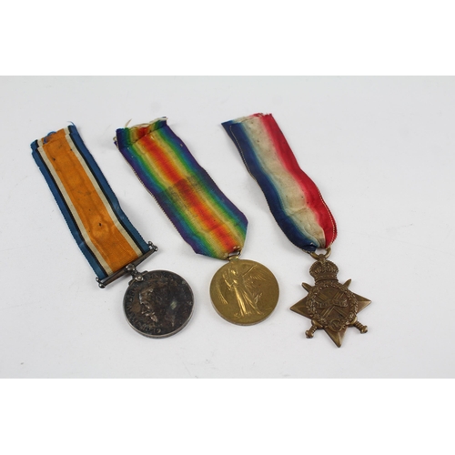 242 - WW.I 1914-15 Star Trio & Original Long Ribbons Named. 144835 Spr. J. Hill R.E.