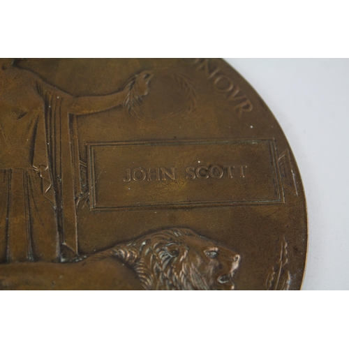 248 - WW1 Death Plaque Named John Scott