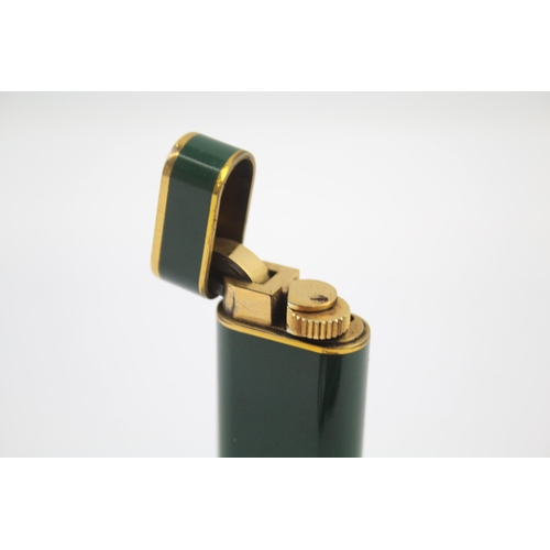 249 - Cartier Paris Gold Plate & Green Lacquer Cigarette Lighter w/ Coa, Pouch 74253E