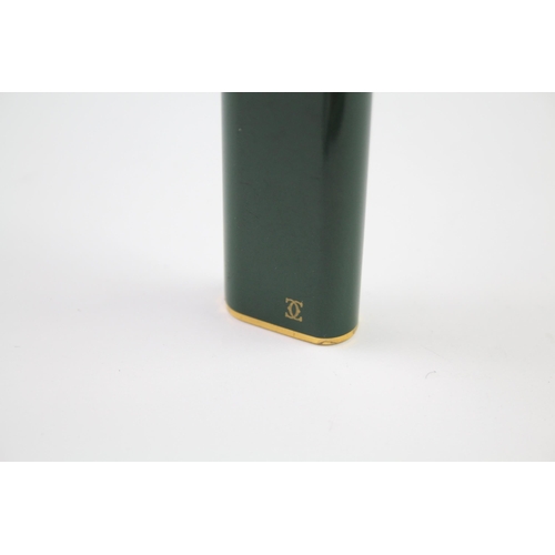 249 - Cartier Paris Gold Plate & Green Lacquer Cigarette Lighter w/ Coa, Pouch 74253E