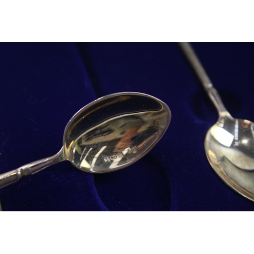 261 - 6 x Vintage Birmingham Mint .925 Sterling Silver Guilloche Enamel Teaspoons 75g