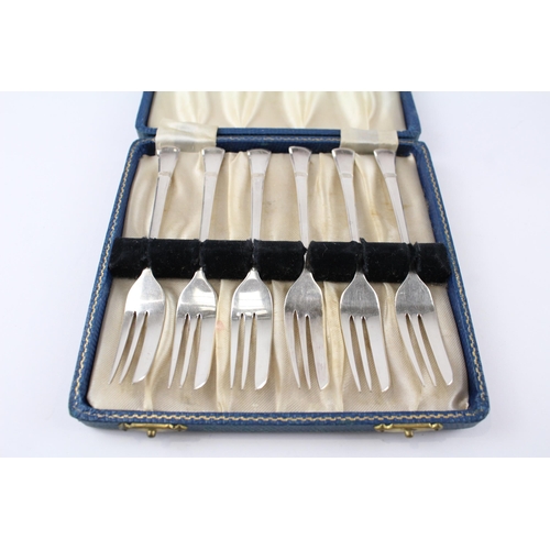 268 - 6 x Vintage ASPREY & CO. 1964 Sheffield Sterling Silver Salad Forks Cased (92g)