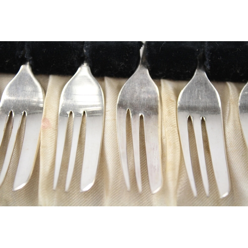 268 - 6 x Vintage ASPREY & CO. 1964 Sheffield Sterling Silver Salad Forks Cased (92g)