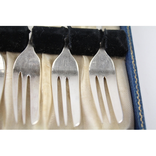 268 - 6 x Vintage ASPREY & CO. 1964 Sheffield Sterling Silver Salad Forks Cased (92g)