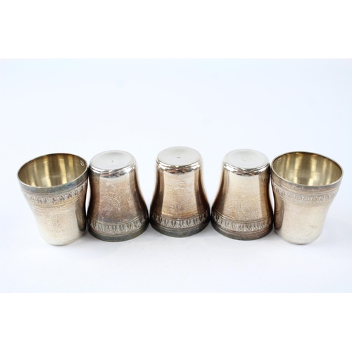 286 - 5 x Vintage .950 Silver Shot Drinking Glasses (78g)