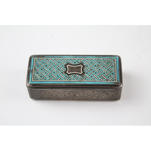 291 - Antique / Vintage .830 Silver Rectangular Snuff Box w/ Guilloche Enamel (54g)