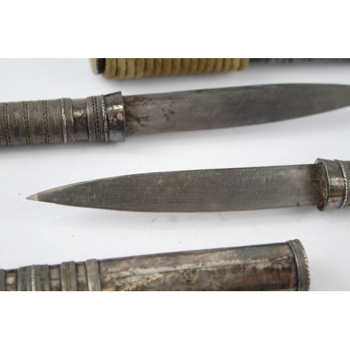 295 - 2  x Vintage .950 Silver Cased Burmese Swords / Daggers (55g)