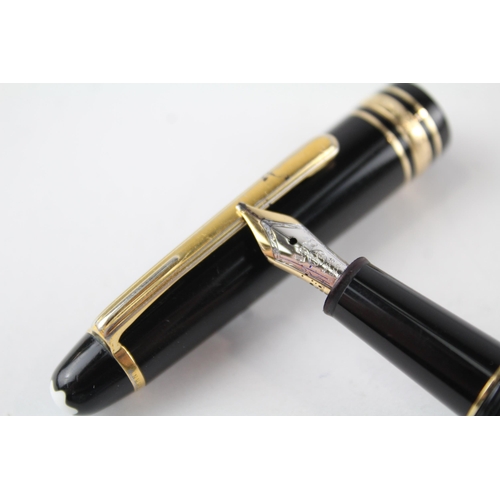 407 - Montblanc Meisterstuck Black Fountain Pen w/ 14ct White Gold Nib WRITING