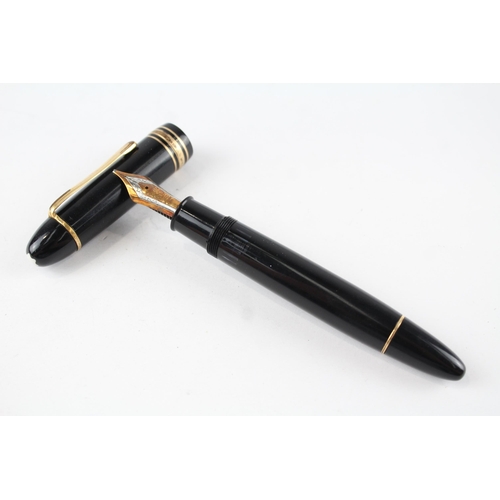 411 - Montblanc Meisterstuck No.146 Black Fountain Pen w/ 14ct White Gold Nib WRITING