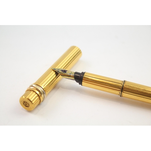 414 - Les Must De CARTIER Gold Plated Cased Fountain Pen w/ 18ct Gold Nib WRITING