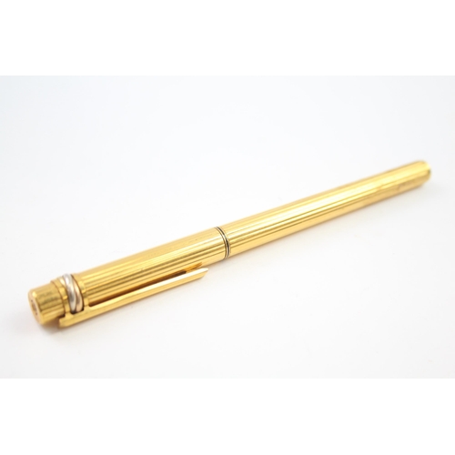 414 - Les Must De CARTIER Gold Plated Cased Fountain Pen w/ 18ct Gold Nib WRITING