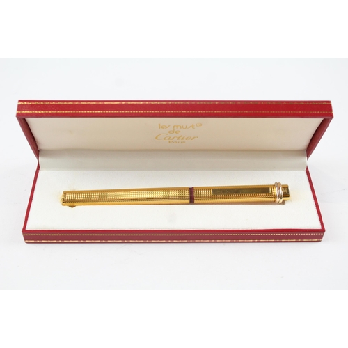 420 - Les Must De CARTIER Gold Plated Casing Fineliner Pen WRITING In Original Box