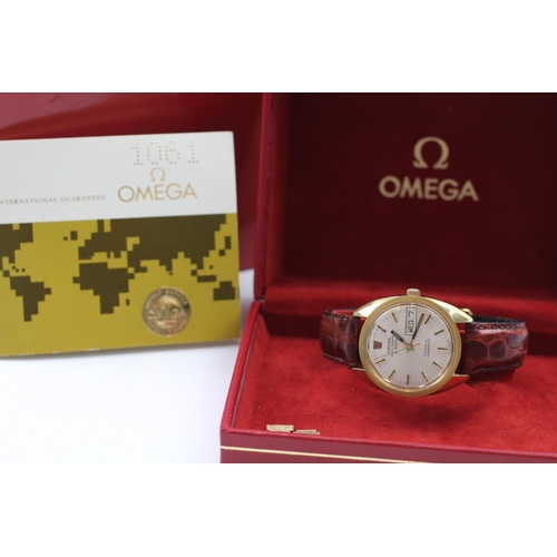 421 - OMEGA ELECTRONIC f300Hz Vintage Gents WRISTWATCH Quartz WORKING Boxed