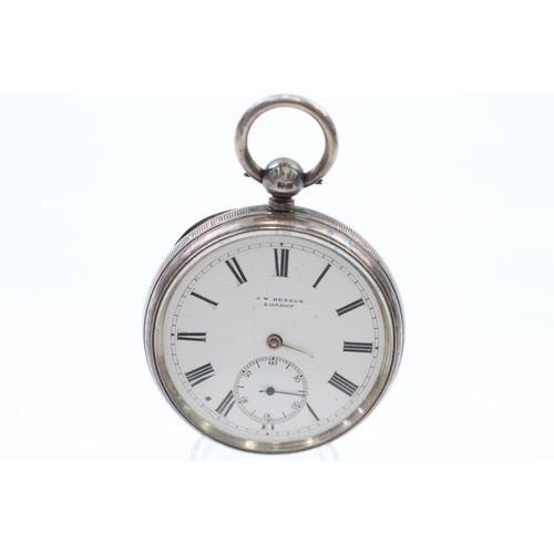 425 - J. W. BENSON STERLING SILVER Gents Vintage POCKET WATCH Key-wind WORKING