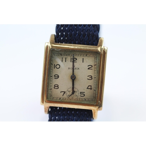 437 - ROLEX 9ct Gold Gents Vintage C.1930s Square Cased WRISTWATCH Hand-wind