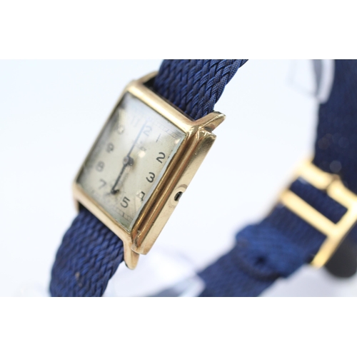 437 - ROLEX 9ct Gold Gents Vintage C.1930s Square Cased WRISTWATCH Hand-wind