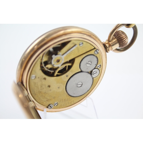 450 - PRESCOT Gents Vintage Rolled Gold POCKET WATCH Hand-wind WORKING W/ Chain