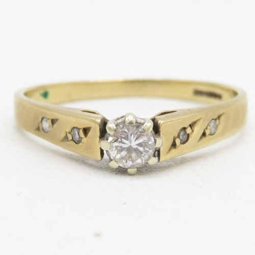 112 - 9ct gold vintage diamond solitaire (1.9g) Size  Q 1/2