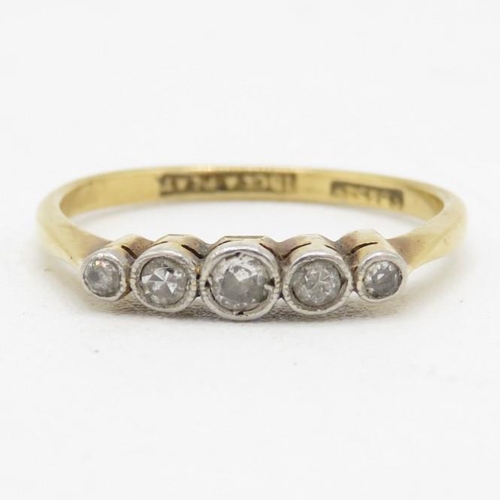 117 - 18ct gold antique diamond five stone ring (2.1g) Size  N