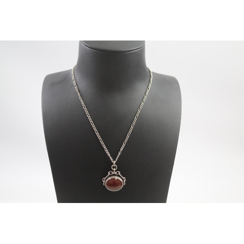 156 - Silver double sided gemstone necklace by David Scott Walker