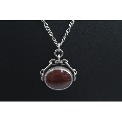 156 - Silver double sided gemstone necklace by David Scott Walker