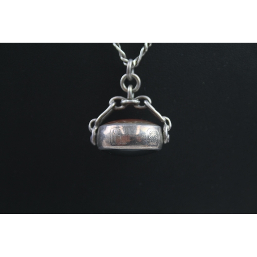 156 - Silver double sided gemstone necklace by David Scott Walker