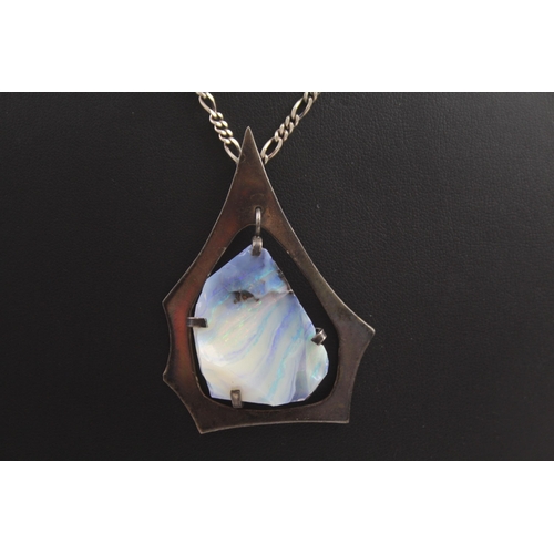 161 - Silver modernist necklace with Opal pendant