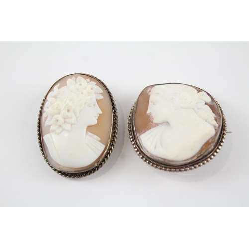 164 - Two antique shell cameo brooches