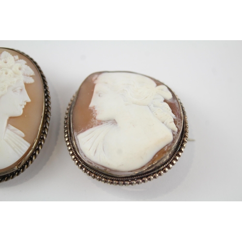 164 - Two antique shell cameo brooches