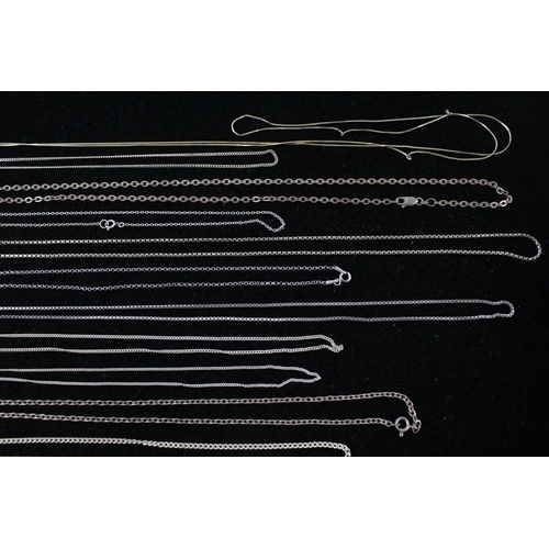 166 - A collection of silver chain necklaces including belcher