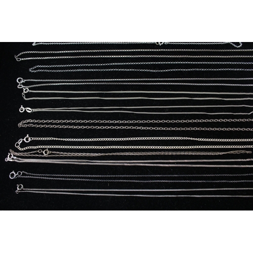 166 - A collection of silver chain necklaces including belcher