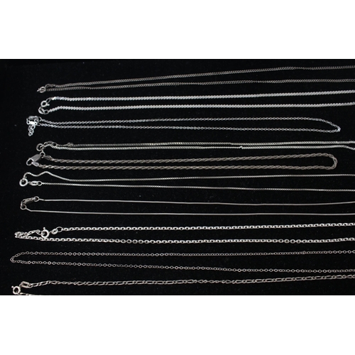 172 - A collection of silver chain necklaces including serpentine