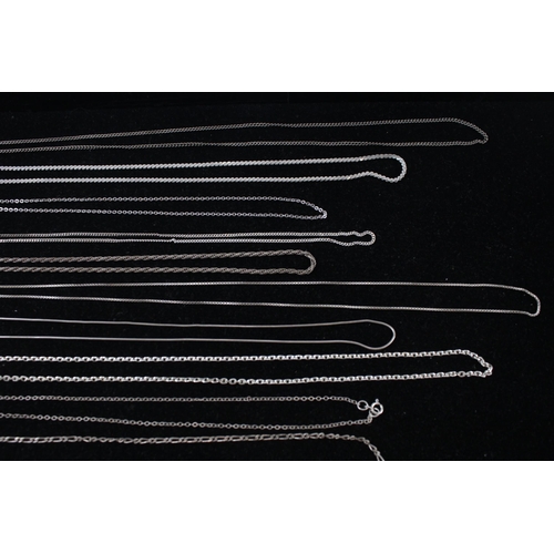 172 - A collection of silver chain necklaces including serpentine