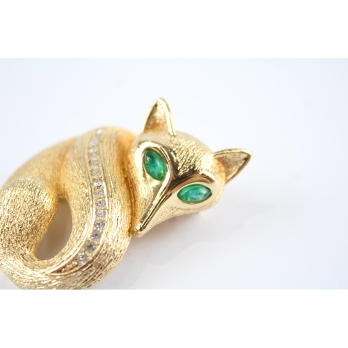 177 - Gold tone fox brooch by designer Grosse