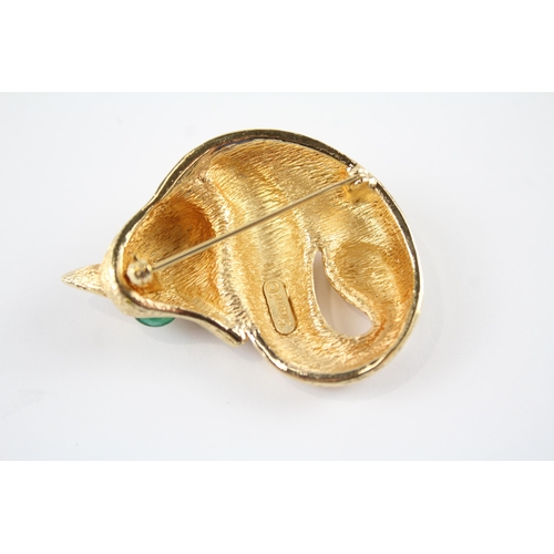 177 - Gold tone fox brooch by designer Grosse