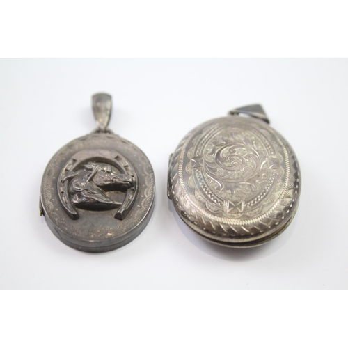 179 - Two silver antique lockets including horse design