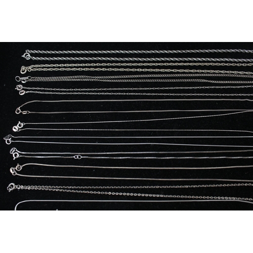 180 - A collection of silver chain necklaces including tinsel