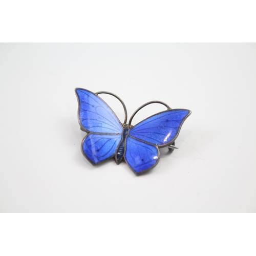 187 - Silver enamel butterfly brooch by Marius Hammer