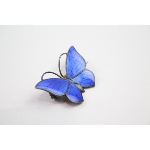 187 - Silver enamel butterfly brooch by Marius Hammer