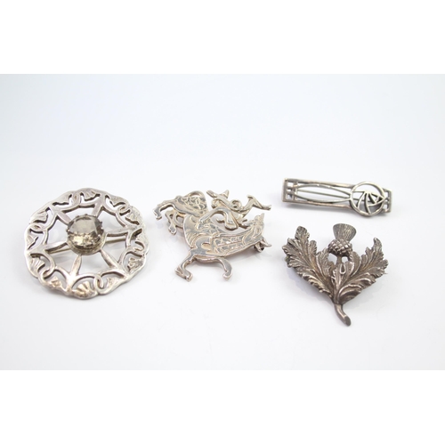 193 - Four silver Scottish/Celtic brooches including Ola Gorie