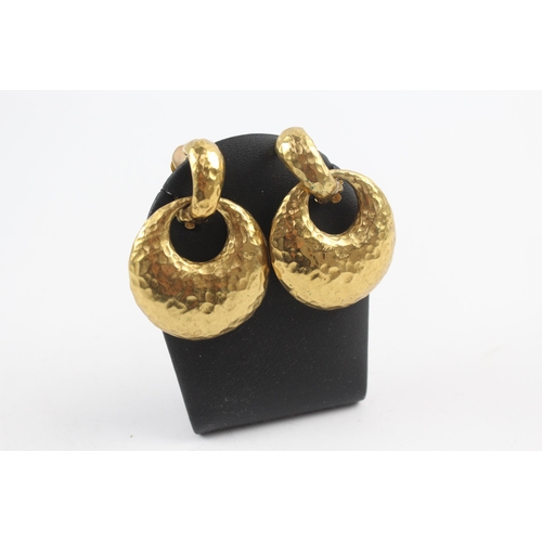 206 - Gold tone clip on earrings by designer YSL