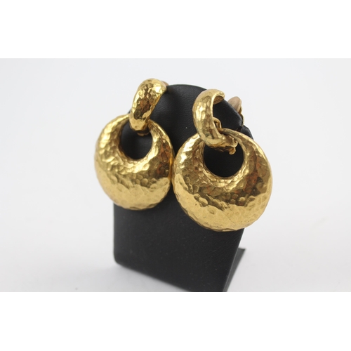 206 - Gold tone clip on earrings by designer YSL