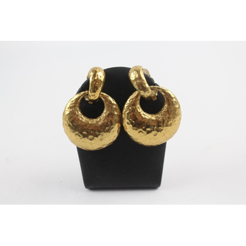 206 - Gold tone clip on earrings by designer YSL