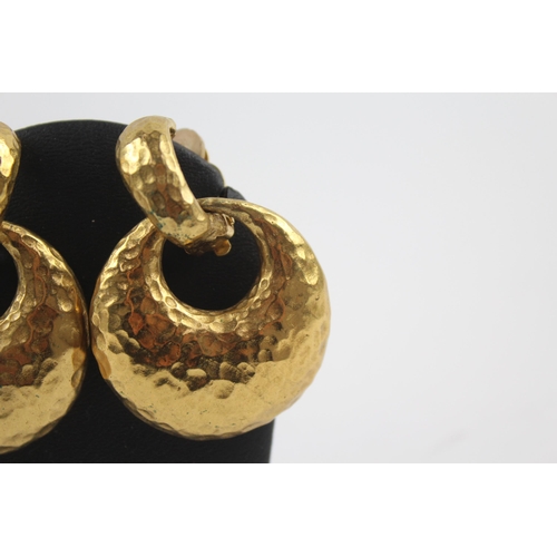 206 - Gold tone clip on earrings by designer YSL