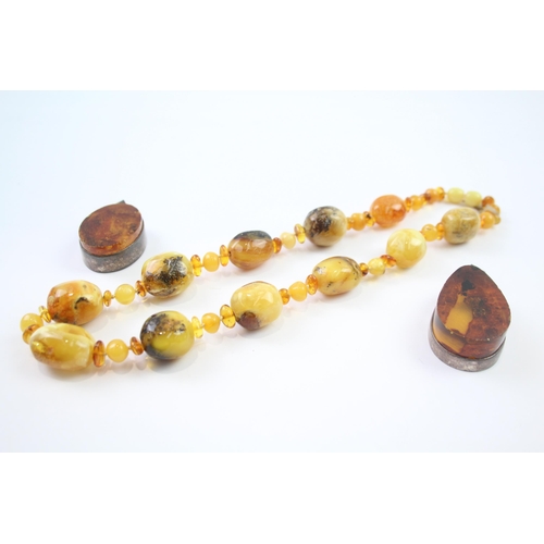 214 - A collection of silver Amber jewellery including Butterscotch